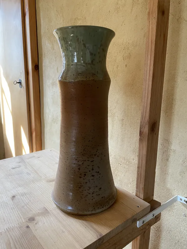 Handwerkskammer zu Leipzig große Vase mit braun-grüner Glasur
